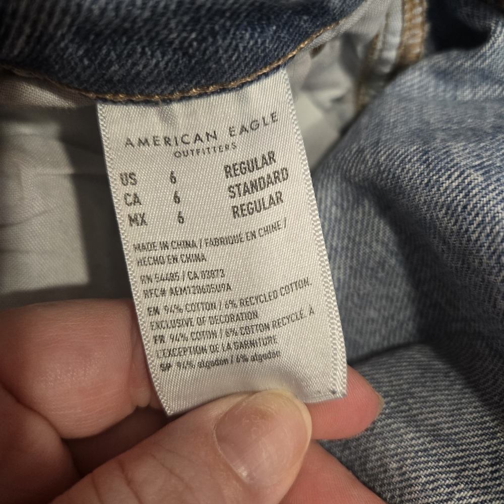 American Eagle Womens Blue Sz 6 Reg‎ Baggy Jean Straight Leg Crossover Waist - Picture 6 of 7